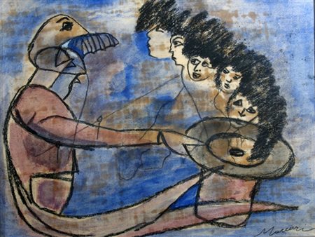 MACCARI MINO (Siena 1898 - Roma 1989) "Figure" Pastello su cartoncino cm. H:...