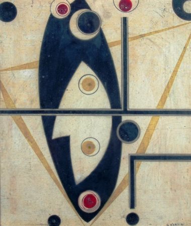 BERTINI GIANNI (Pisa 1922) "Composizione astratta" anni '50 Olio su tavola...