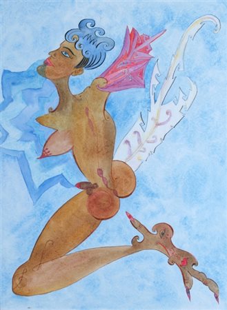 ONTANI LUIGI (Vergato 1943) "Abbocca l'acqua in bocca" Acquerello su carta...