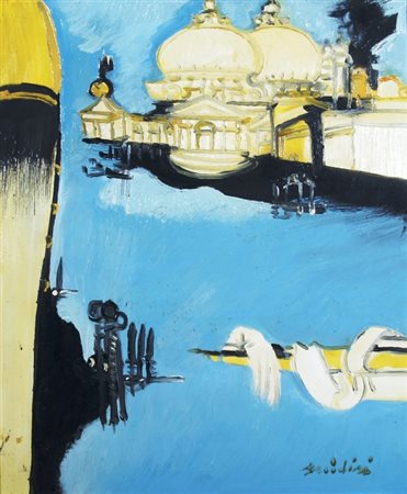 BRINDISI REMO (Roma 1918 - Lido di Spina 1996) "Venezia" anni '90 Olio su...