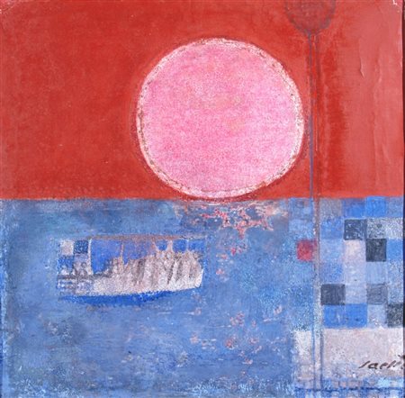SAETTI BRUNO (Bologna 1902 - Bologna 1984) "Paesaggio con il sole" 1972...