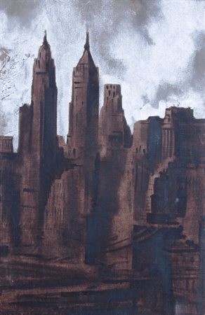 PIGNATELLI LUCA (Milano 1962) "New York" 2002 Olio su telone ferroviario cm....