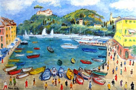 CASCELLA MICHELE (Ortona 1892 - Milano 1989) "Portofino" anni '80 Olio su...