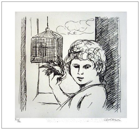 CARLO LEVI Torino 1902 – Roma 1975 Senza titolo Acquaforte es.30/100. Firma...