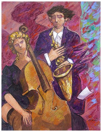 GIAMPAOLO TALANI San Vincenzo 1955 Due musicisti 2016 T.m. su cartone 50 x...