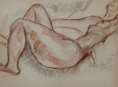 DE AMICIS CRISTOFORO (Alessandria 1902 - Milano 1987) "Nudo sdraiato" 1980...