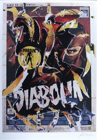 ROTELLA MIMMO (Catanzaro 1918 - Milano 2006) "Diabolik" Multiplo decollage su...