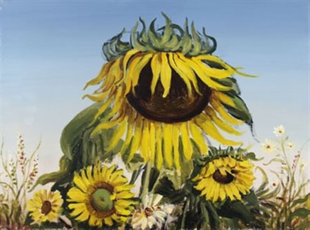 GAZZERA ROMANO (Ciriè 1906 - Torino 1985) "Girasoli" Olio su tela cm. H:...
