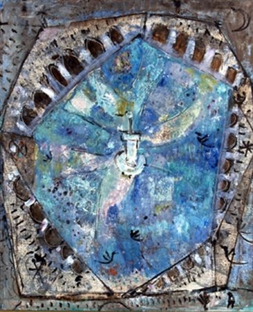 ROGNONI FRANCO (Milano 1913 - Milano 1999) "Chiostro" 1969 Olio su tela cm....