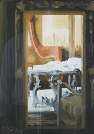 OSSOLA GIANCARLO (Milano 1935) "Specchio" 2002 Olio su tela cm. H: 35.00 L:...