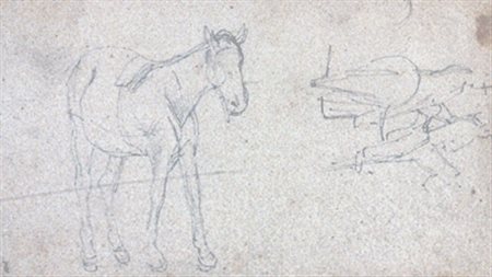 FATTORI GIOVANNI "Studi di cavalli" Matita su carta cm. H: 10.00 L: 15.00 Il...