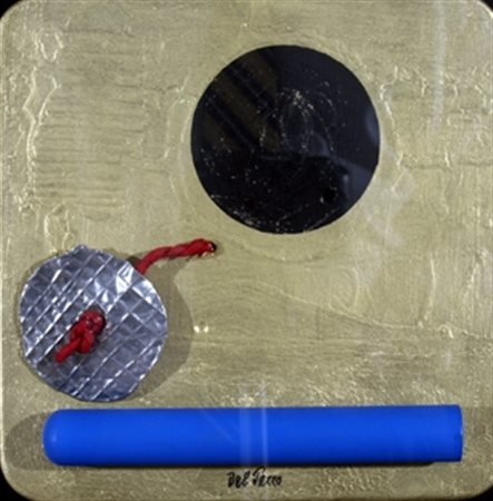 DEL PEZZO LUCIO (Napoli 1933) "Studio I" anni '80 Tecnica mista e collage su...