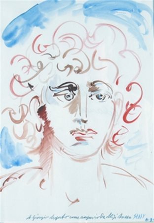 SASSU ALIGI (Milano 1912 - Palma di Majorca 2000) "Volto" 1999 Acquerello su...