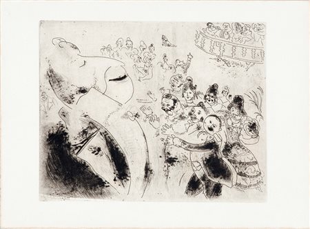 Marc Chagall (1887-1985), Le anime morte di Gogol, acquaforte, cm 27,7x37,8...