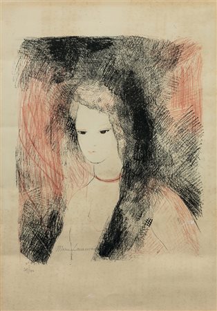 Marie Laurencin (1883-1956), Senza titolo, acquaforte a colori, cm 50,3x42,5...
