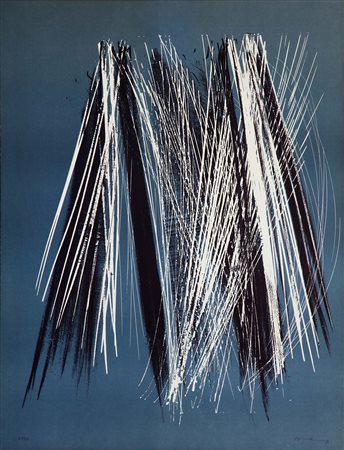 Hans Hartung (1904-1989), Senza titolo, litografia a colori, cm 71,4x54,8...