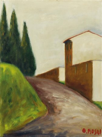 Ottone Rosai (Firenze 1885 - Ivrea 1957), Strada, 1955 c., olio su tela, cm...