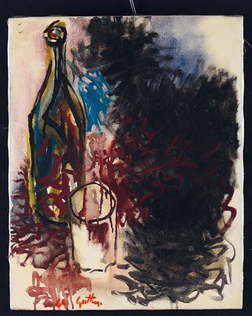 Renato Guttuso (1911-1987), Natura morta, 1960, olio su tela,cm 51x41 firmato...