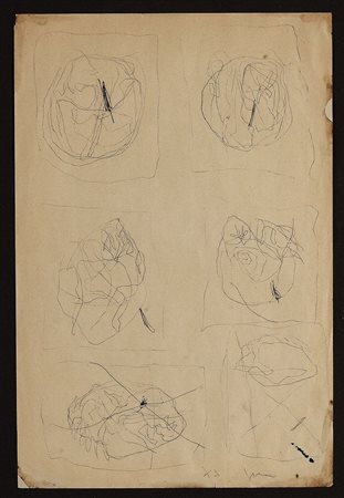 Lucio Fontana (1899-1968), Studio per olii, 1960/63,, biro su carta, cm 33x22...