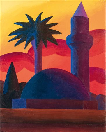 Salvo (1947-2015), Minareto, 1991, olio su tela, cm 40x50 firmato e datato al...