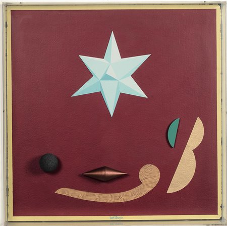 Pezzo Lucio Del (1933), La stella, 1989, collage tridimensionale, cm 85x85...