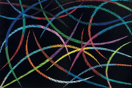 Piero Dorazio (1927-2005), Ghirlanda scura, 1972, olio su tela, cm 50,5x76...