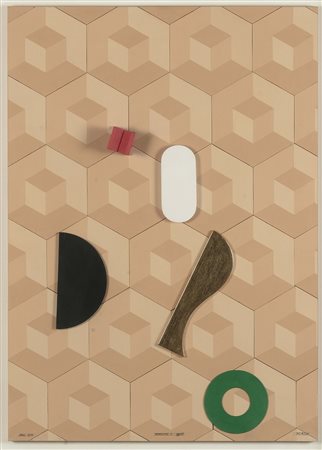 Pezzo Lucio Del (1933), Pavimento e oggetti, 1974, collage e tecnica mista su...