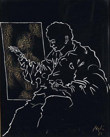 Corrado Cagli (1910-1976), Autoritratto dell'artista nel suo atelier, 1963,...