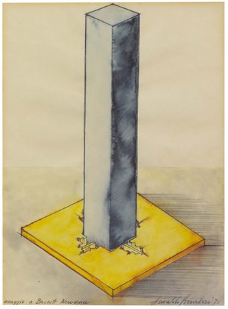 Arnaldo Pomodoro (1926), Omaggio a Barnett Newman, 1971, gouache su carta, cm...