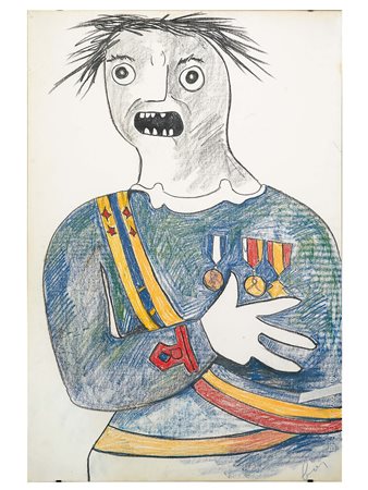 Enrico Baj (1924-2003), Generale, Pastello su carta, cm 100x70 Firmato in...