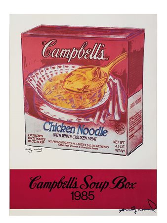 Andy Warhol (1928-1987), Campbell’s Soup Box Chicken noodle,1985 , stampa...
