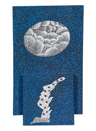 Felice Levini 1956, Autoritratto, 1987, olio su legno, cm 37x22x1,6 firmato,...