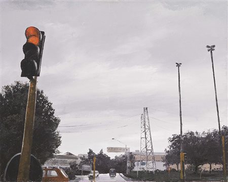Davide Frisoni Rimini 1965 Sotto al semaforo, 2001 Olio su tela, cm. 80x100,4...