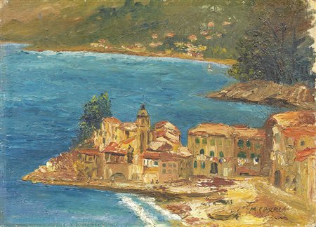 Michele Cascella Ortona (Ch) 1892 - 1989 Camogli, 1948 Olio su cartone...