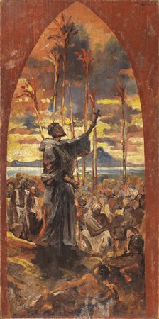 Filippo de Pisis Ferrara 1896 - Milano 1956 San Francesco Olio su tavola, cm....