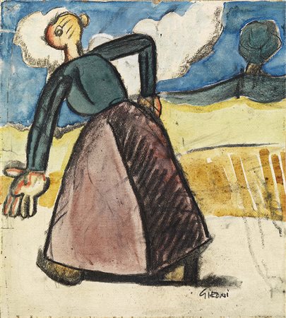 Mario Sironi Sassari 1885 - Milano 1961 Paesaggio con figura femminile, 1925...