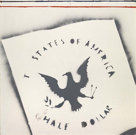 Franco Angeli Roma 1935 - 1988 Half dollar Smalto su tela, cm. 90,5x90 Firma...