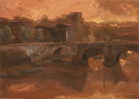 Ugo Attardi Sori (Ge) 1923 - Roma 2006 Veduta di Roma, 1977 Olio su tela, cm....