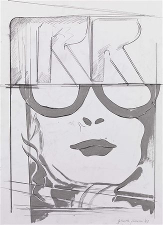 Giosetta Fioroni Roma 1933 Ragazza R, 1969 Tecnica mista su carta, cm. 70x50...