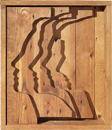 Mario Ceroli Castelfrentano (Ch) 1938 Profili Scultura in legno, cm....