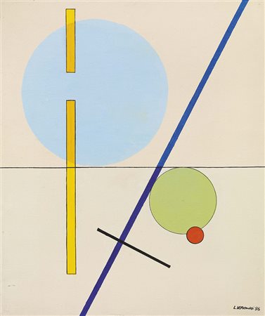 Luigi Veronesi Milano 1908 - 1998 Costruzione KZ 4, 1996 Olio su tela, cm....