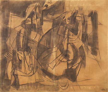 Afro Udine 1912 - Zurigo 1976 Les jeux les matrices, 1951 Tecnica mista su...