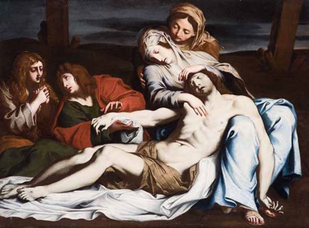 Scuola Bolognese del XVII secolo DEPOSIZIONE olio su tela, cm 73x98. Il...