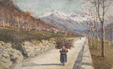 Scuola Lombarda fine del XIX secolo LA RACCOLTA DELLA LEGNA (da Achille...