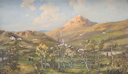 Lorenzo Gignous Modena 1862 – Porto Ceresio 1958 PAESAGGIO MONTANO olio su...