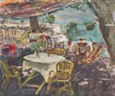 Cesare Monti Brescia 1891 – Bellano 1959 TERRAZZA olio su tavola, cm 50x60....