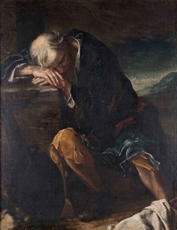 Scuola Lombarda del XVIII secolo A) MENDICANTE B) DONNA CON BAMBINA olio su...