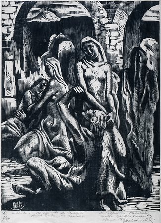ARMANDO BALDINELLI Le Marie, 1936 Xilografia, esemplare 3/25, 32,8 x 25 cm...