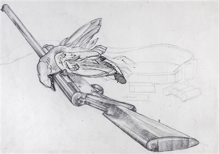 ANSELMO BUCCI Natura morta con fagiano, 1925 circa China e matita su...