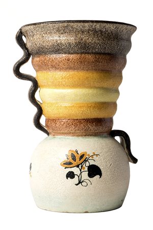 NICOLAJ DIULGHEROFF Vaso di gusto futurista, Anni ‘30 Terracotta mat con...